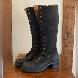 Vintage Frye Campus Lace Lug Sole Suede Boots